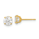 14k Madi K 5mm Round CZ Basket Set Stud Earrings